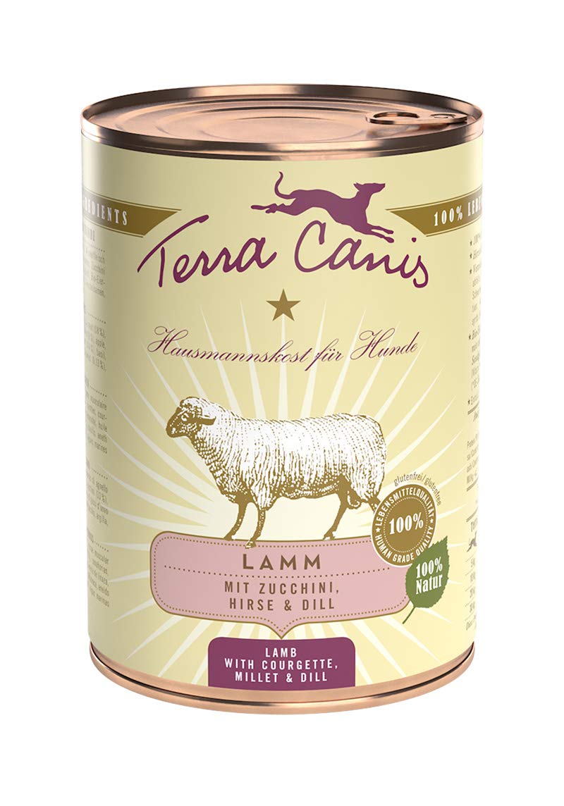 Terra Canis (テラカニス) ドッグフード 獣医監修 無添加 成犬用 缶詰 餌 ラム クラシック ウェット 犬 グルテンフリー 天然原料 400g ラムとズッキーニ キビディール