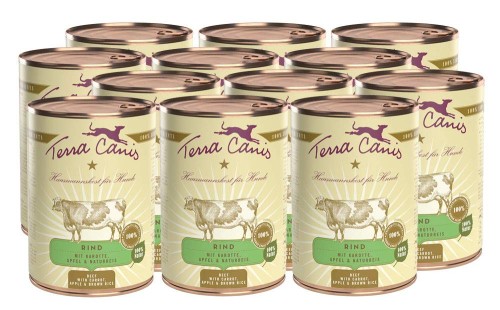 Terra Canis (テラカニス) ドッグフード 獣医監修 無添加 成犬用 缶詰 餌 ビーフ クラシック ウェット 犬 天然原料 400g ビーフとキャロット アップル玄米