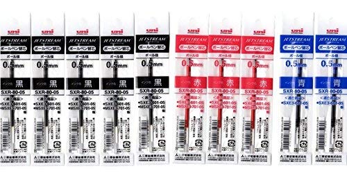 三菱鉛筆 ジェットストリーム 多色ボールペン 0.5mm 替芯 10本セット (黒5・赤3・青2) SXR-80-05