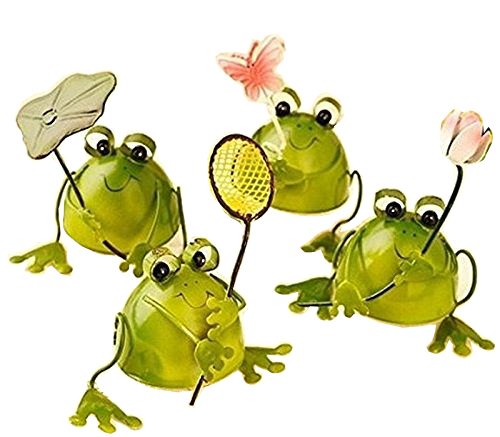 コトリーノ 幸運をもたらす 4匹の小さなカエル プチ 置物 プレゼント インテリアとしても最高 ブリキ で作られた かわいい 蛙 の オブジ