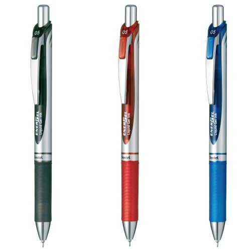 ぺんてる ボールペン ゲルインキ エナージェル ノック式 0.7mm ホワイト軸 AMZ-BLN75Z-3 3色