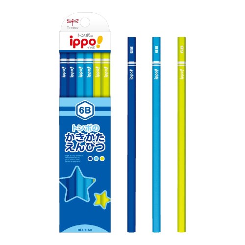 トンボ(Tombow) 鉛筆 ippo! かきかたえんぴつ 6B プレーン Blue KB-KPM04-6B