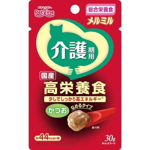 （まとめ買い）ペットライン キャネット メルミル 介護期用 かつお 30g 猫用フード ×24