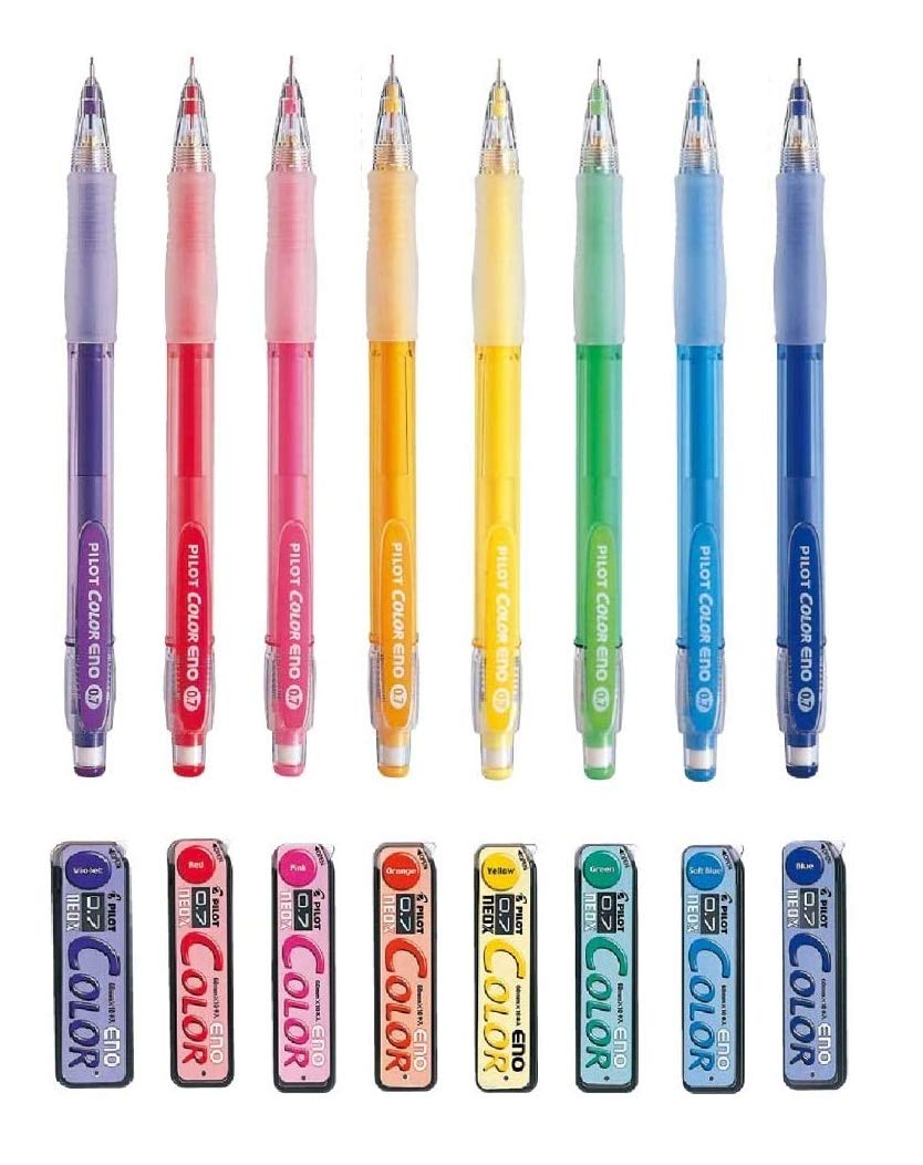 パイロット カラーシャープペンシル07 カラーイーノ本体8色+ネオックス・カラーイーノ替芯8色 HCR-12R-8c-HRF7C-20-8c 本体8本+替芯8個/16個組み