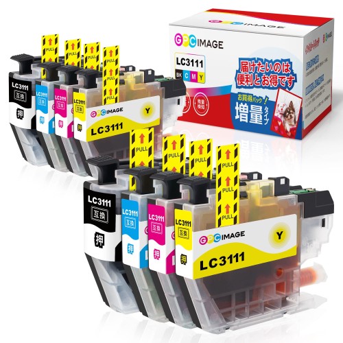 GPC Image LC3111-4PK ブラザー 用 インク lc3111 純正と併用可能 brother 用 LC3111-4PK + LC3111BK 8本 大容量タイプ インクカートリッジ L