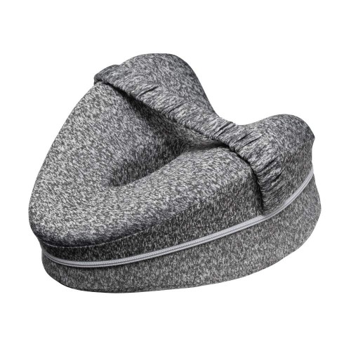 横向き膝枕 Side Sleeper Pillow 圧力分散 カバー洗濯可能 着脱可能 ストラップ付き 通気性 足に沿ったカーブ形状 グレー 寝具 補助枕 便利グッズ