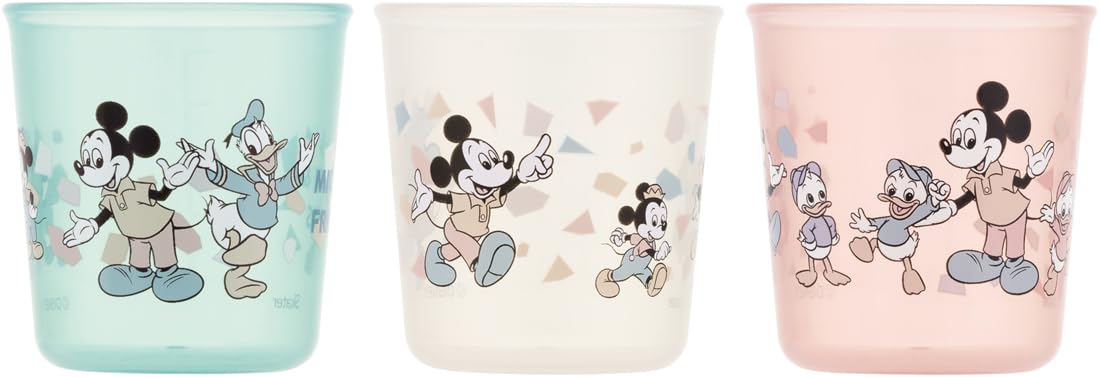 スケーター(Skater) ベビーコップ 60ml 小さい コップ 4ヵ月〜 子供用 3P 抗菌 ディズニー ミッキーフレンズ レトロ うがい 歯磨き 練習用コップ BCUP1AG-A