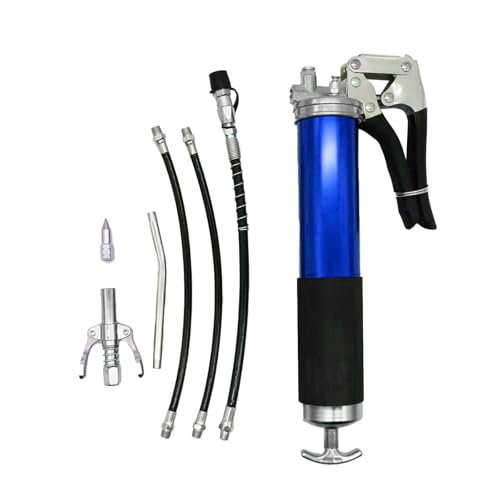 Gevvnss 高圧 グリース ガン グリースガン グリスガン 7000 PSI ヘビーデューティ グリース ガン キット 4 フレックス 高耐久 密閉性 軽量 便利 ホース付き