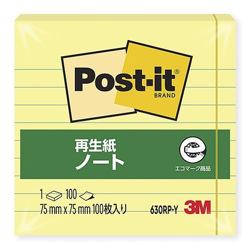 ３Ｍ ポスト・イット ノート 再生紙 スタンダードカラー ６３０ＲＰ−Ｙ 7010609769