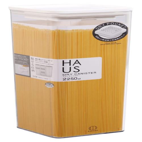 小久保工業所 ドライキャニスター HAUS フードストッカー 2250ml (密閉保存/パスタ等の保管に) プラスチック ポケット付 コンテナ 保存容器 KK-396
