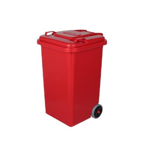ダルトンDulton プラスチック トラッシュカン 65L レッド ゴミ箱のマスターピース ふた付き 大型 屋外 水抜き穴有り 高さ680mm 幅415mm 奥行460mm 100-198RD