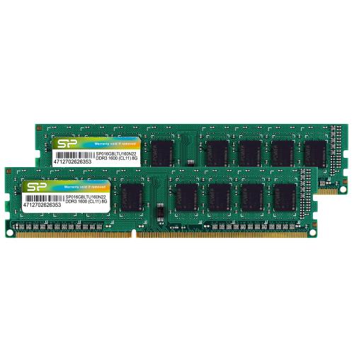 シリコンパワー デスクトップPC用 メモリ DDR3 1600 PC3-12800 8GB x 2枚 16GB 240Pin 1.5V CL11 Mac 対応 SP016GBLTU160N22