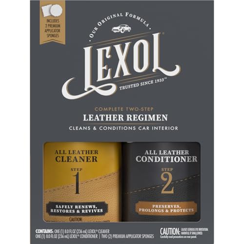 Lexol レクソル コンディショナークリーナーキット カーレザー 家具 靴 バッグ アクセサリーに使用 素早く簡単なステップレジメン 8オンスボトル 2つの塗布スポンジ付き