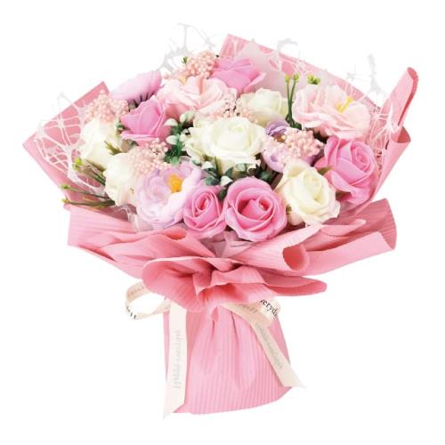 シャボンフラワー香りがよいソープフラワー ブーケ ピンク 誕生日 プレゼント ギフト せっけんのお花 バラ アロマ 石鹸 花