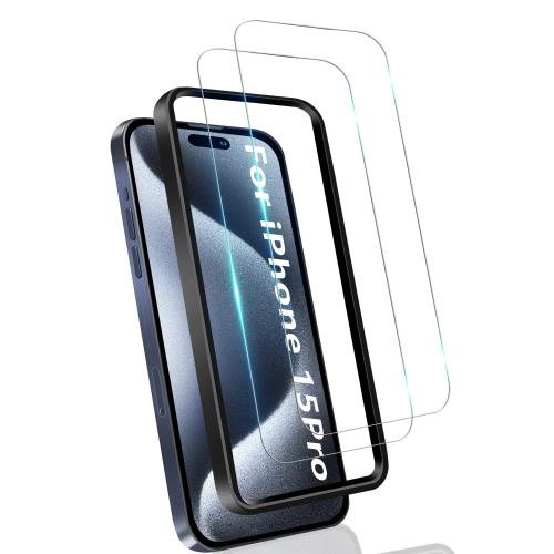 i Phone 15Pro ガラスフィルム i Phone15 Pro用 保護フィルム 6.1inch 対応 強化ガラス 高透過率 硬度9H 気泡ゼロ 耐衝撃 飛散防止 高感度 ガイド枠付き 貼付簡単