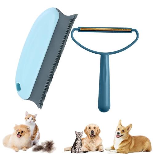 2個ペット 毛 とりセット 猫の毛取り 猫 ブラシ ペット 毛取り 抜け毛取りブラシ二重の鋸歯形 隙間掃除 寝具 シート ソファー用 ほこり取り お手入れ用品 洋服ブラシ 木材 グリーン