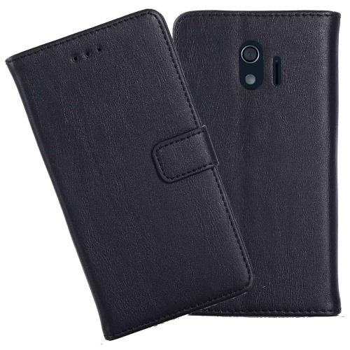 Anrek FUJITSU docomo らくらくスマートフォンme F-03K 兼用 ケース 手帳型 カバー（ ブラック ） ドコモ アローズf03k 手帳型ケース カード収納 サイドマグネット ス