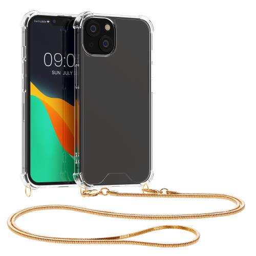 kwmobile スマホショルダー Apple i Phone 13対応 ケース - ショルダー クリア TPU カバー ストラップ付き - 肩掛け 首掛け 耐衝撃