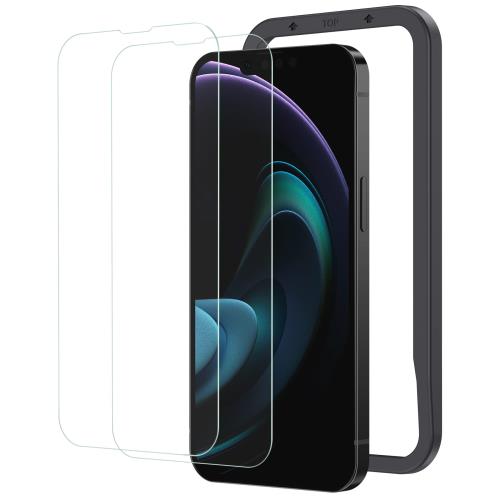 NIMASO ガラスフィルム i Phone 14 Plus / i Phone 13 promax 用 強化 ガラス 保護 フィルム ガイド枠付き 2枚セット NSP21H286