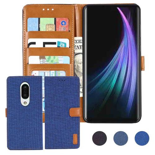 Anrek AQUOS zero2 SH-01M docomo / SHV47 au/softbank 対応 SHARP 6.4インチ デニム材料 手帳ケース (ブルー) シャープ ドコモsh01m 