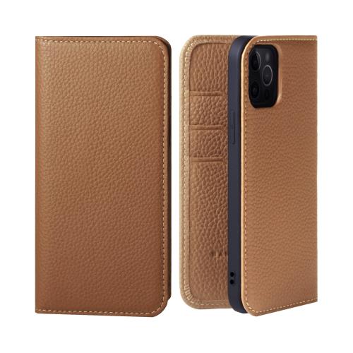 HANATORA i Phone13Pro ケース 手帳型 本革 スマホケース スマホ スタンド コードホルダー 付き シュリンクカーフレザー ギフト マグネットなし キャメル PH-13Pro-Ca