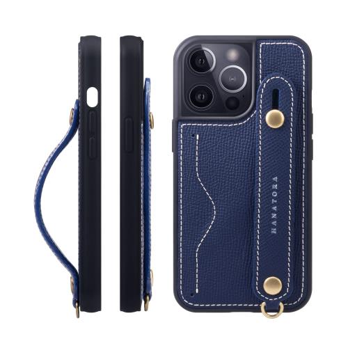 HANATORA i Phone13Pro ケース 本革 耐衝撃 背面ベルト カードポケット スマホケース スマホ スタンド機能 ネック ストラップ 付き エンボスレザー ギフト マグネットなし ネイ