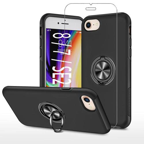 スマホケース i Phone SE ケース 第3世代 2020 アイフォン 8 7 se3 6s 6 対応 リング スタンド 付き 耐衝撃 + 4.7インチ ？化 ガラス フィルム 7ケース あいふぉ