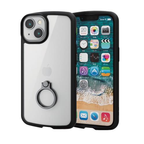 エレコム i Phone 14 / 13 ケース カバー リング付き 耐衝撃 衝撃吸収 TOUGH SLIM LITE [全周配置のエアクッションが衝撃を吸収] ストラップホール付き フレームカラー(