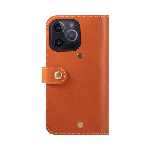 HANATORA i Phone14Pro ケース 手帳型 本革 スマホケース スマホ スタンド ストラップ 付き イタリアンレザー ギフト マグネットなし ブラウン PN-14Pro-Brown 父