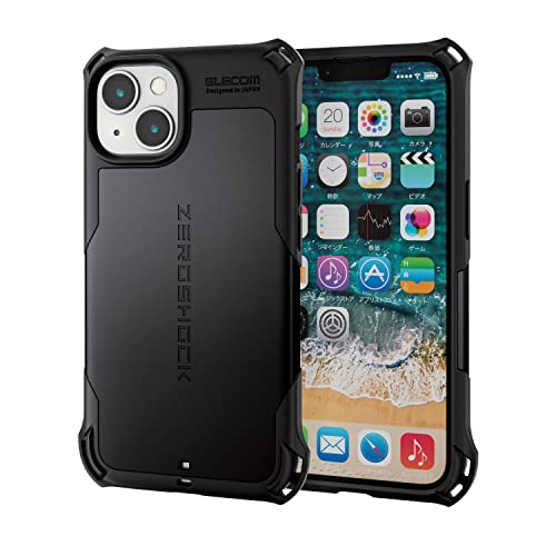 エレコム i Phone14 / 13 ケース カバー ZEROSHOCK 耐衝撃 衝撃吸収 四つ角ダンパー構造 二層構造 ハニカム構造 [Magsafe対応のi Phone14/13専用］ ストラッ