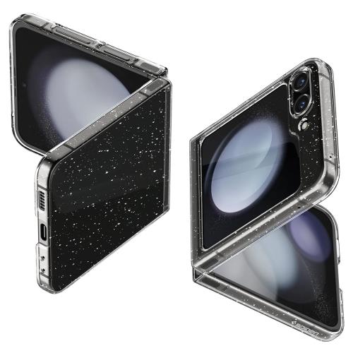 Spigen Galaxy Flip5 ケース [ SC-54D SCG23 ] TPU ソフトケース キラキラ ラメ入り 米軍MIL規格取得 黄ばみ無し 傷防止 レンズ保護 薄型 軽量 リキッド・ク