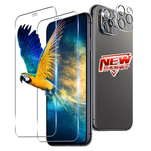 2+2枚セット 対応 i Phone 11 Pro Max ガラスフィルム 2枚 + レンズ 保護フィルム 2枚 指紋認証 対応 いphone11promax フィルム 強化ガラス 液晶 保護フィルム