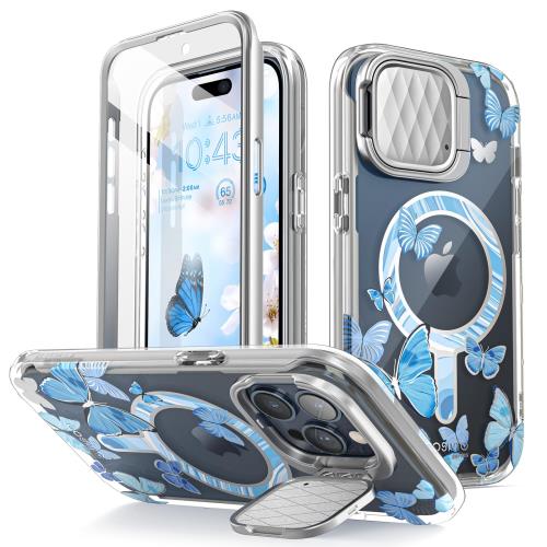 i-Blason i Phone 15 Pro Max 2023 ケース 全面保護 Mag Safe対応 カメラレンズ保護 とスタンド機能両用 画面保護フィルム付き フレームとケースの四重構造 一体型