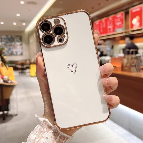 QLTYPRI i Phone 15 Pro Max ケース ハート模様 柔軟な TPU カバー 女性 人気 軽量 スマホケース レンズ保護 落下防止 カバー ワイヤレス充電対応 ストラップホール付き