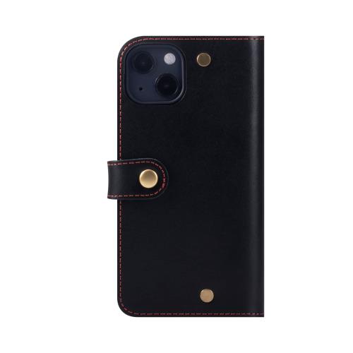 HANATORA i Phone15 ケース 手帳型 本革 スマホケース スマホ スタンド ストラップ 付き イタリアンレザー ギフト マグネットなし ブラック PN-15-Black 父の日ギフト 