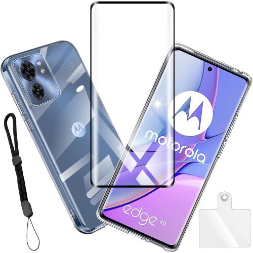 houge ケース + 1枚 ガラスフィルム motorola edge 40 用の ケース クリア バンパー カバー スマホケース + ガラス フィルム motorola+edge+40 用の フィ