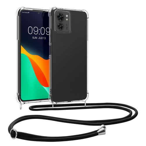 kwmobile スマホショルダー Motorola Edge 40対応 ケース - ショルダー クリア TPU カバー ストラップ付き - 肩掛け 首掛け 耐衝撃