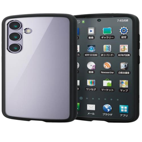 エレコム Galaxy S24 SC-51E ケース カバー ハイブリッドケース ソフト 薄型 TPU ストラップ ホール 耐衝撃 衝撃吸収 ワイヤレス充電対応 ストラップシート付 肩掛け対応 ブラッ