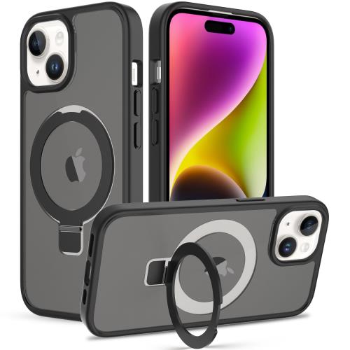 i Phone 15 ケース Magsafe対応 いPhone 15 ケース スマホカバー ワイヤレス充電対応 Halbachマグネット搭載 スタンド機能 米軍MIL規格 耐衝撃 半透明 指紋防止 ア