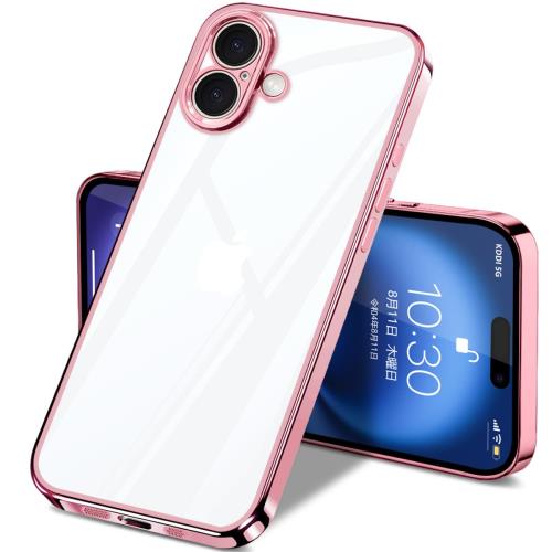 i Phone 16 ケース クリア 全面保護 カバー アイフォン16 ソフト 透明 スマホケース TPU 薄型 耐衝撃 軽量 メッキ加工 携帯カバー ストラップホール付き 落下防止 擦り傷防止 6.