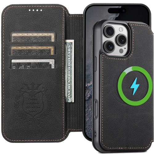 JCGOOD i Phone 16 Pro Max ケース 手帳型 Mag Safe対応 いphone16 Promax ケース マグセーフ ワイヤレス充電対応 カード収納 アイフォン16 プロマック