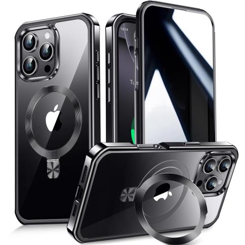 多機能隠しスタンド・マグセーフ対応・覗き見防止WTAIYUN i Phone 16 Pro 用 ケース 全面保護 CDリング 縦横両対応 ワイヤレス充電対応 米軍MIL規格 耐衝撃 高感度タッチ 両面