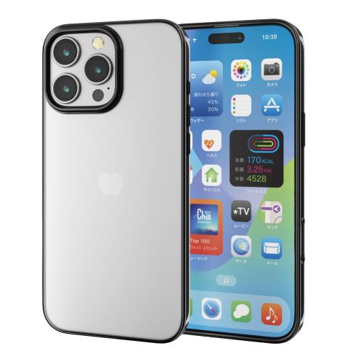 エレコム i Phone 16 Pro Max ケース クリア 薄型 メタリック フレーム ソフト ワイヤレス充電対応 TPU メタリックブラック PM-A24DUCTMBK