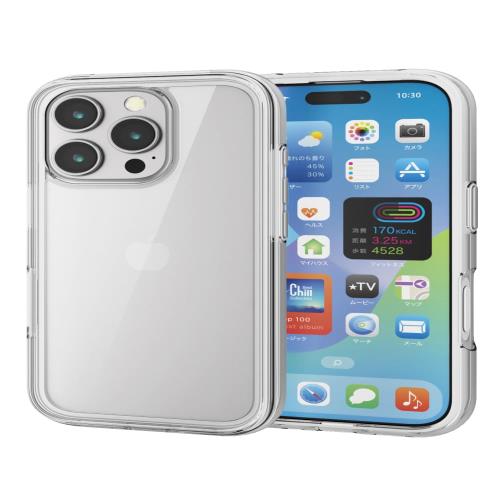 エレコム i Phone 16 Pro ケース 背面クリア 耐衝撃 衝撃吸収 全周エアーバッグ ハイブリッド 軽量 MUBRAIN ホワイト×クリア PM-A24CHVAIR2WH