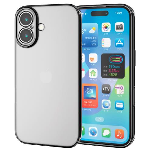 エレコム i Phone 16 ケース 極限設計 メタリック フレーム ソフト TPU メタリックブラック PM-A24AUCTMKBK