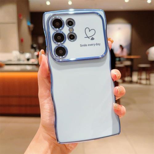 QLTYPRI Galaxy A55 5G ケース ウェーブ おしゃれ 韓国 可愛い ソフト 軽量 レンズ保護 耐衝撃 (SC-53E / SCG27) スマホケース 波型 うねうね かわいい TPU