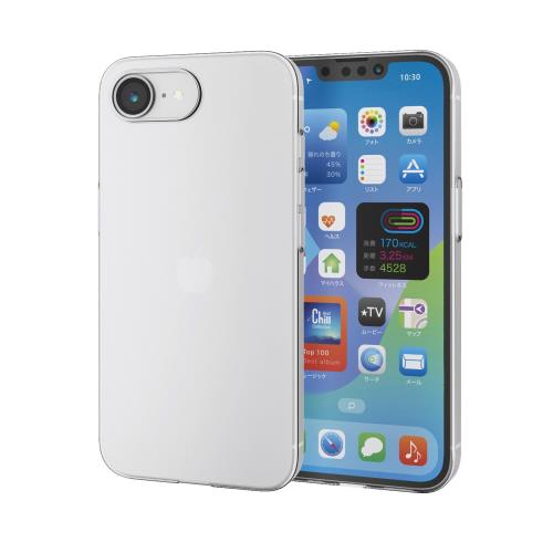 エレコム i Phone 16e ケース ハード クリア 透明 極薄 傷がつきにくい UVコート ワイヤレス充電対応 Mag Safe メタルリング シール付 レンズ保護 PM-A25SPV06CR